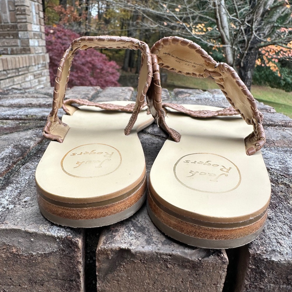 Jack Rogers Brown Leather Medallion 2 Strap Sandals, Size: 9 - Picture 5 of 7